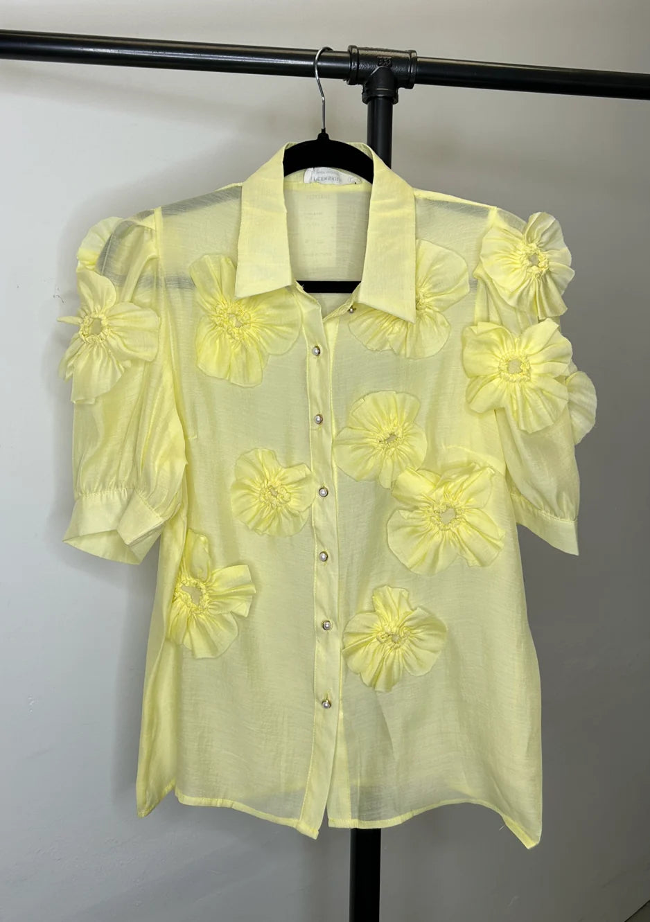 The Pink Door Flower Embellished Blouse - Yellow