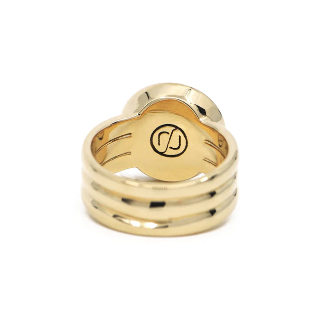 Rey FJ Diamond Monogram Bold Round Signet