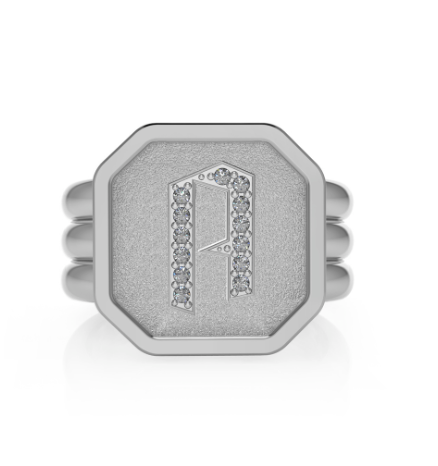 Rey FJ Diamond Monogram Bold Square Signet