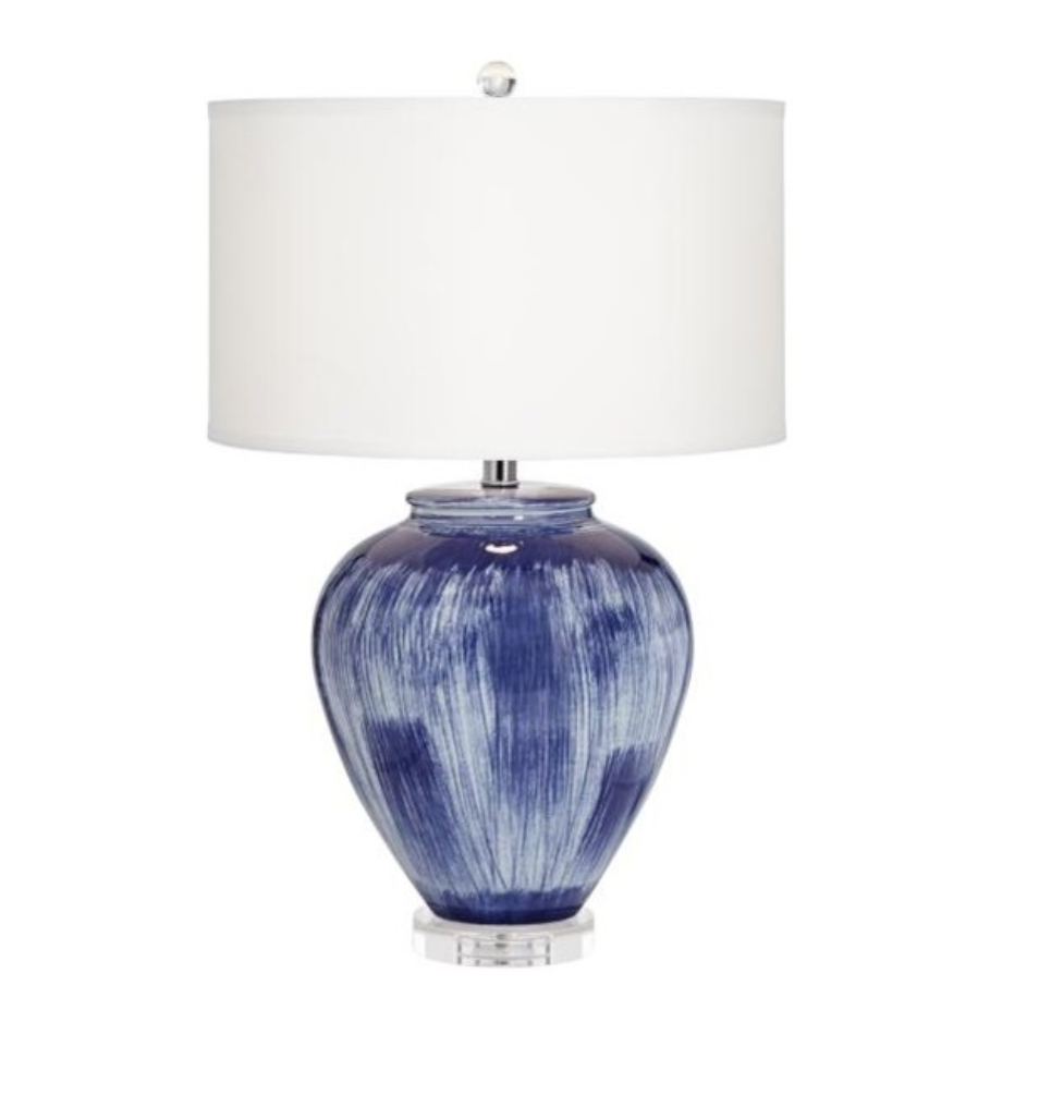 Big Blue Ceramic Vase Table Lamp