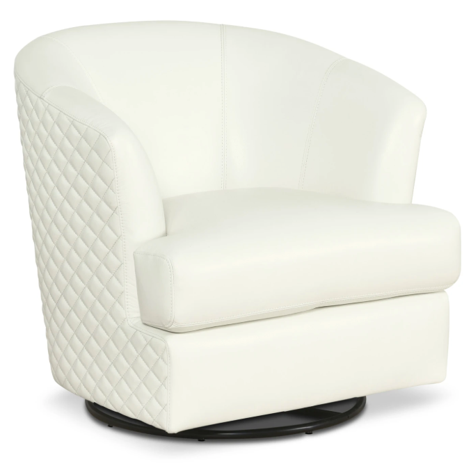 Leola Genuine Leather Accent Swivel Chair