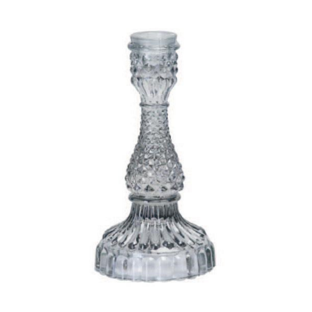 Stella Glass Taper Holder | Large | Smoke Grey