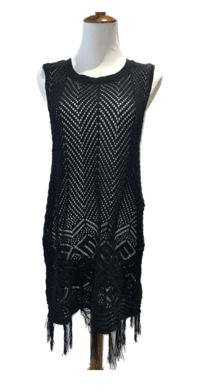 Surf Gypsy Crochet Frindge Cover Up- Black