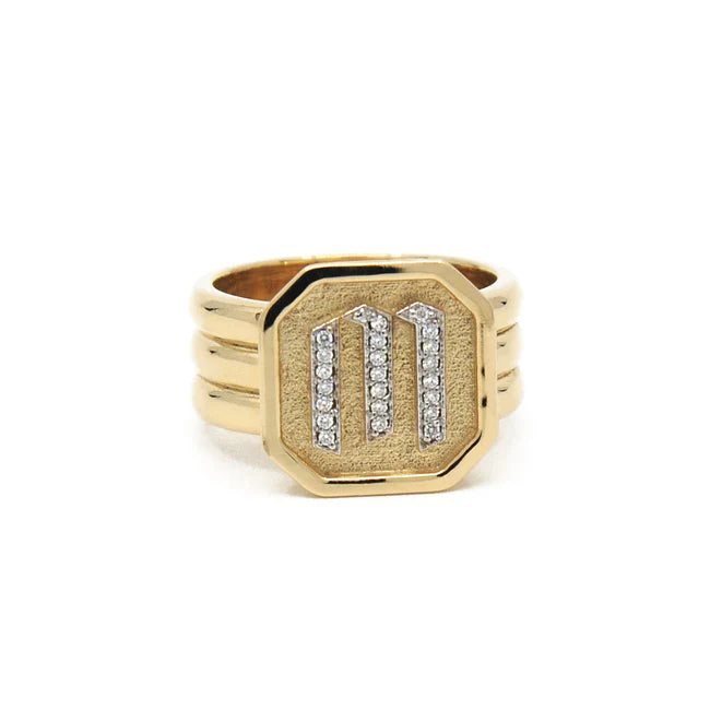 Rey FJ  Diamond Monogram Bold Square Signet