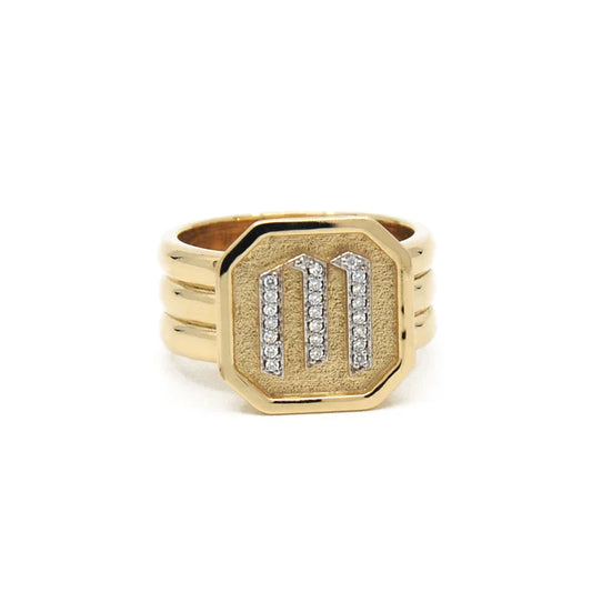 Rey FJ  Diamond Monogram Bold Square Signet