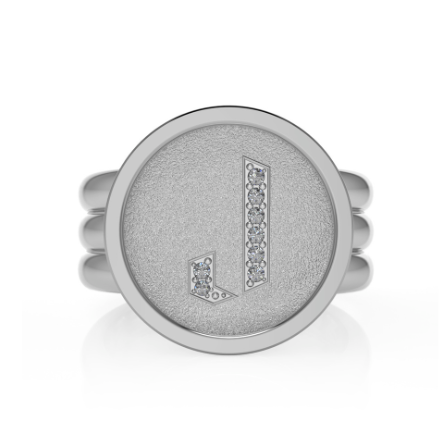 Rey FJ  Diamond Monogram Bold Round Signet