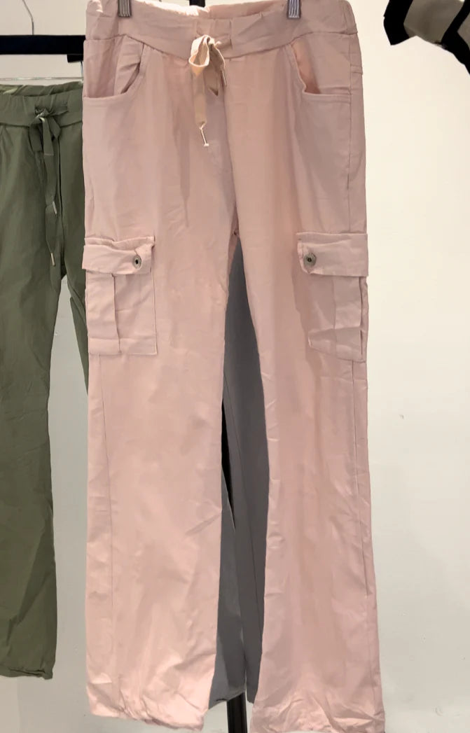 The Pink Door Straight Leg Cargo Joggers - Pink