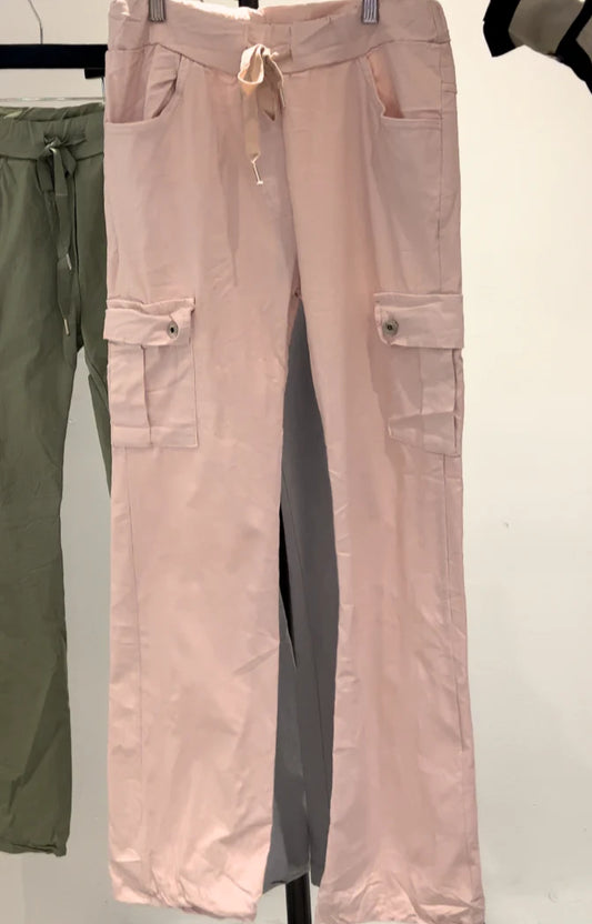 The Pink Door Straight Leg Cargo Joggers - Pink