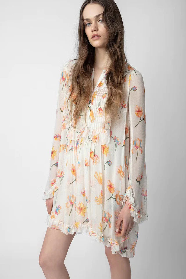 The Pink Door  Rackel Mousseline Courtney Dress - Mastic
