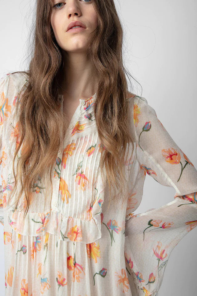 The Pink Door  Rackel Mousseline Courtney Dress - Mastic