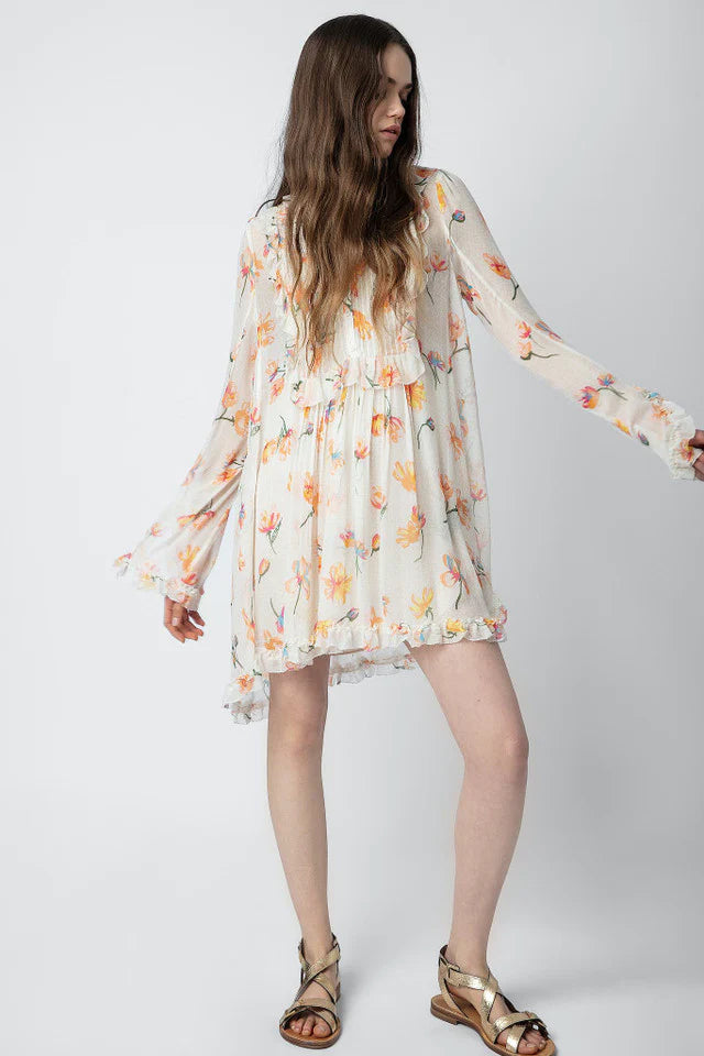 The Pink Door  Rackel Mousseline Courtney Dress - Mastic