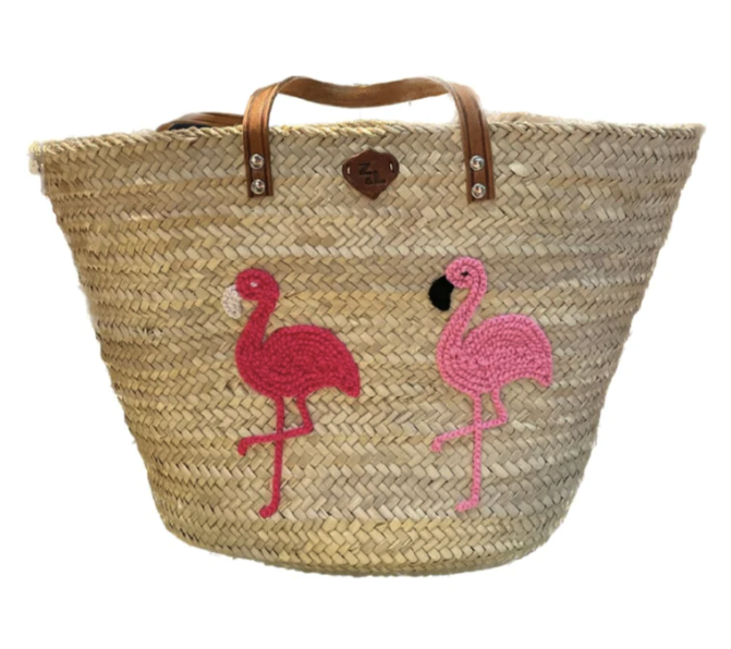 Flamingo Straw Oversized Beach Bag