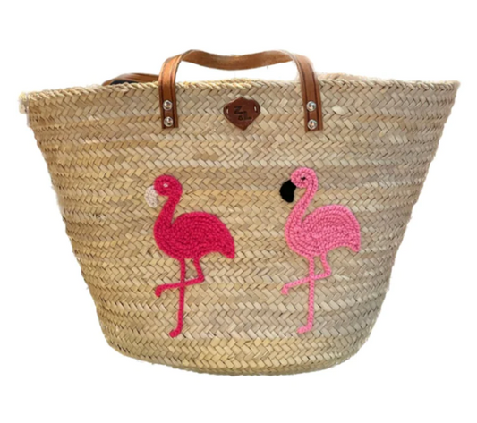 Flamingo Straw Oversized Beach Bag