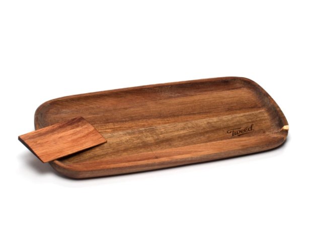 Tweed Wood Prep Tray with scraper