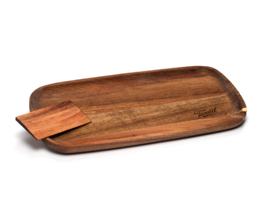 Tweed Wood Prep Tray with scraper