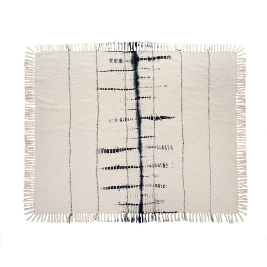 Shibori Fringe Throw Blanket | Indigo