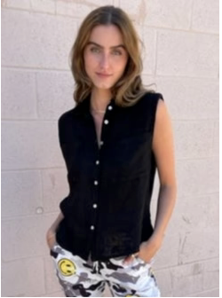Sleeveless Padded Shirt- Black