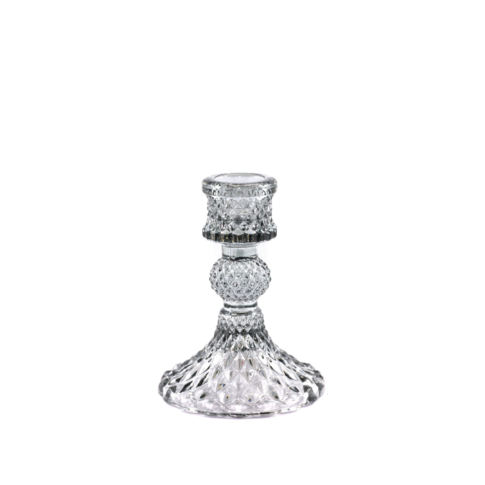 Stella Glass Taper Holder | Small | Smoke Grey