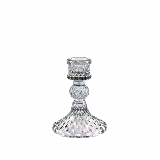 Stella Glass Taper Holder | Small | Smoke Grey